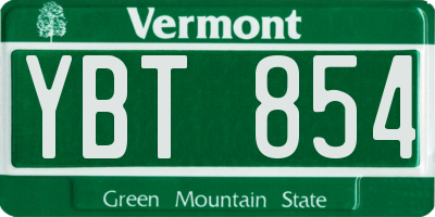 VT license plate YBT854
