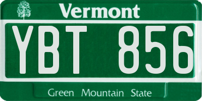 VT license plate YBT856