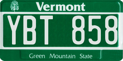 VT license plate YBT858