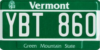 VT license plate YBT860