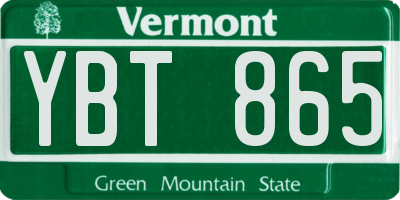 VT license plate YBT865