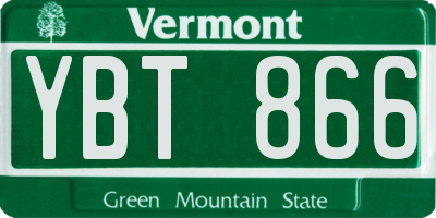 VT license plate YBT866