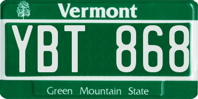 VT license plate YBT868