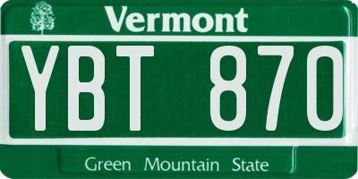 VT license plate YBT870