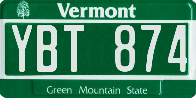 VT license plate YBT874