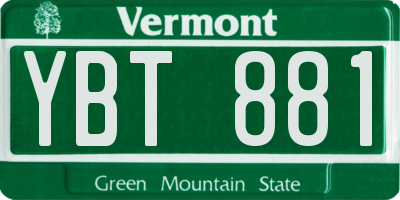 VT license plate YBT881