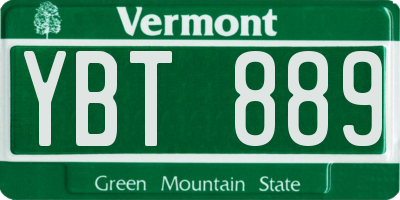 VT license plate YBT889