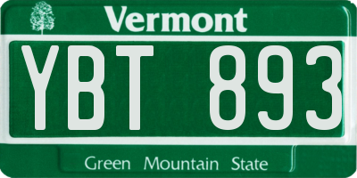 VT license plate YBT893