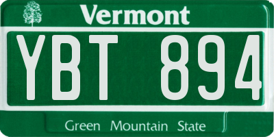 VT license plate YBT894