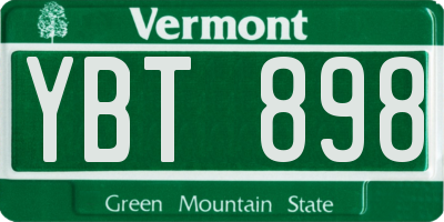 VT license plate YBT898