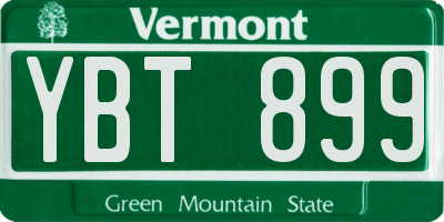 VT license plate YBT899