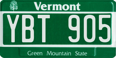 VT license plate YBT905