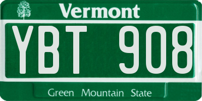 VT license plate YBT908