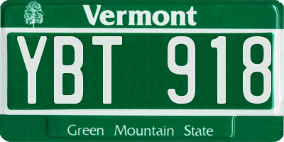 VT license plate YBT918