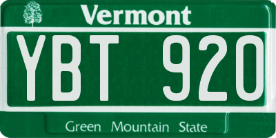 VT license plate YBT920