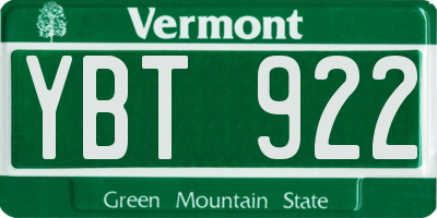 VT license plate YBT922