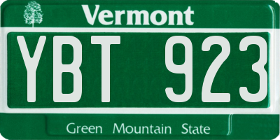 VT license plate YBT923