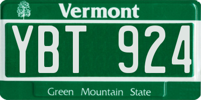 VT license plate YBT924