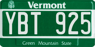 VT license plate YBT925