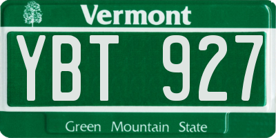 VT license plate YBT927