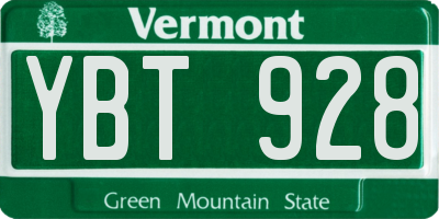 VT license plate YBT928