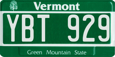 VT license plate YBT929