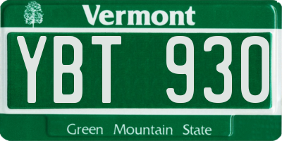 VT license plate YBT930