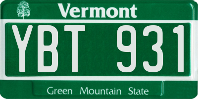 VT license plate YBT931