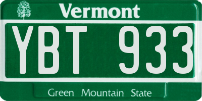 VT license plate YBT933
