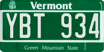 VT license plate YBT934