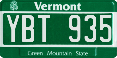 VT license plate YBT935