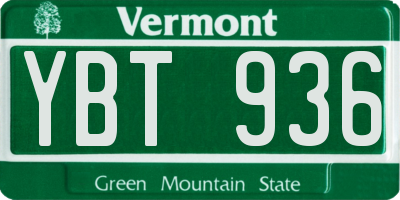 VT license plate YBT936