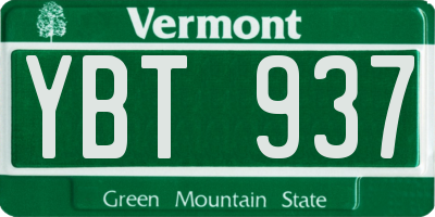 VT license plate YBT937