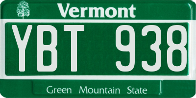 VT license plate YBT938