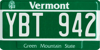 VT license plate YBT942