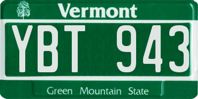 VT license plate YBT943