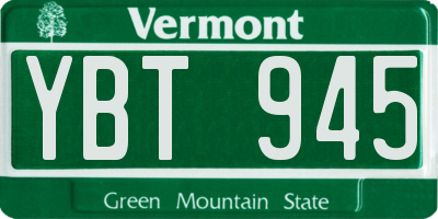 VT license plate YBT945