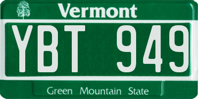 VT license plate YBT949