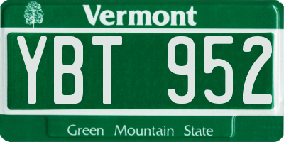 VT license plate YBT952