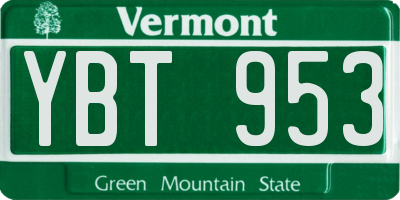 VT license plate YBT953