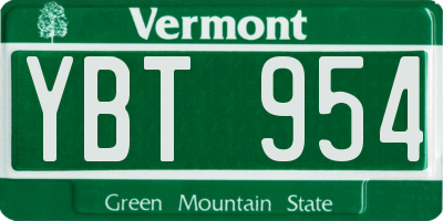 VT license plate YBT954