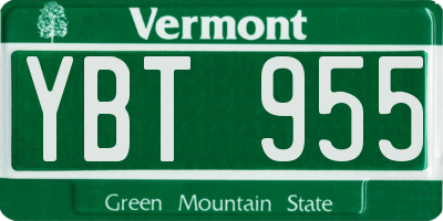 VT license plate YBT955