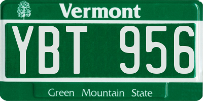 VT license plate YBT956