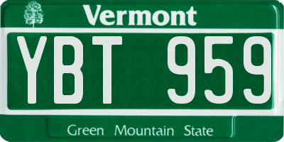VT license plate YBT959
