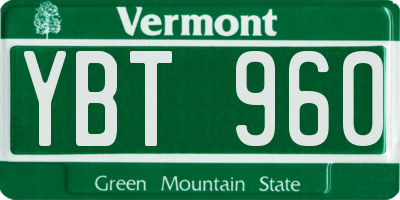 VT license plate YBT960