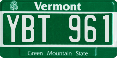 VT license plate YBT961