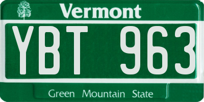 VT license plate YBT963