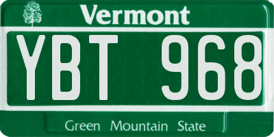 VT license plate YBT968
