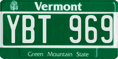 VT license plate YBT969