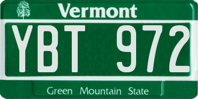 VT license plate YBT972
